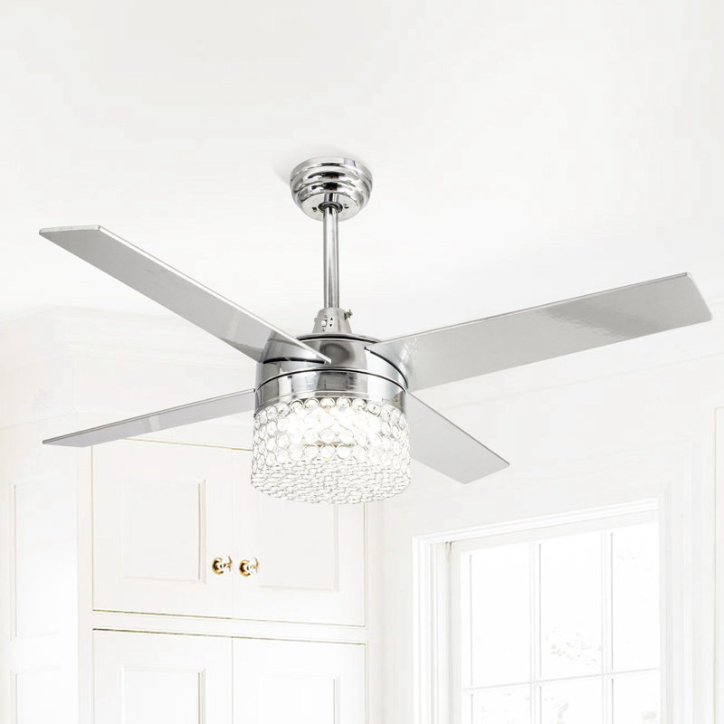 House of Hampton Marchand Crystal 4 Blade LED Ceiling Fan with Remote